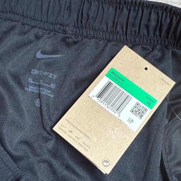 Nike Women’s XL Black White Stripe Dri Fit Running Shorts Lined Athletic New - Picture 7 of 8